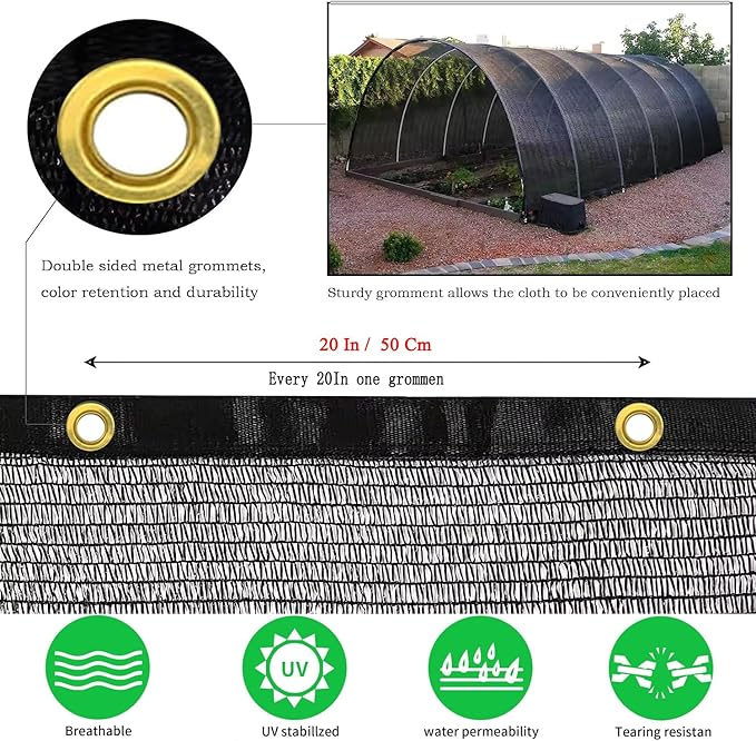 40% Shade Cloth for Plants, 12X16Ft Greenhouse Shade Cloth, Plant Shade Cover from Sun, Breathable Sunshade Fabric for Garden, Vegetables, Flowers, Potted Plants Heat Protection.