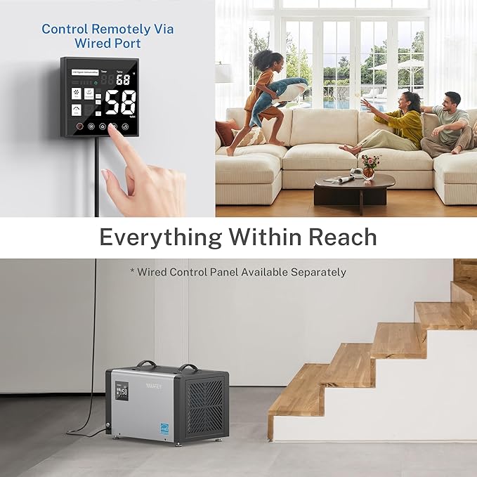 Yaufey 70 Pints Energy Star Commercial Dehumidifier with Pump for 5000 Sq. Ft. Crawl Space, Basement, Industrial, 10-90% RH Humidity Control, 24/7 Continuous Drainage, TUV Certified, 5-Year Coverage