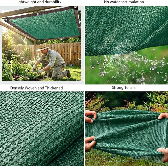 90% Dark Green Shade Cloth- 21x 42 FT Sunblock Garden Shade Cloth, Sun Shade Mesh Tarp with Reinforced Grommets for Greenhouse, Garden, Patio, Backyard, Plants, Pergola, Chicken Coop