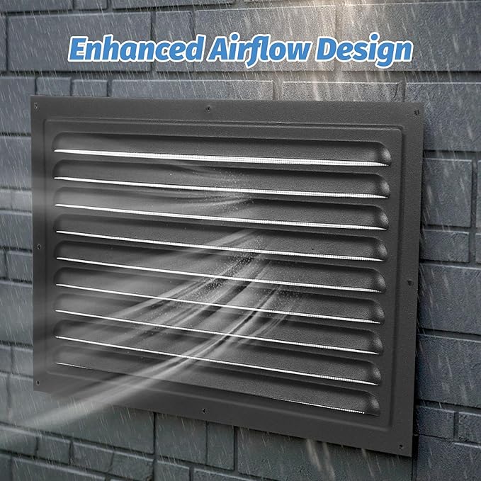 2 Pack 8" x 12" Aluminum Attic Vents with Screen Mesh – Heavy-Duty Louvered Gable Vents for Shed, Garage & Roof Ventilation (Black, Includes Screws)