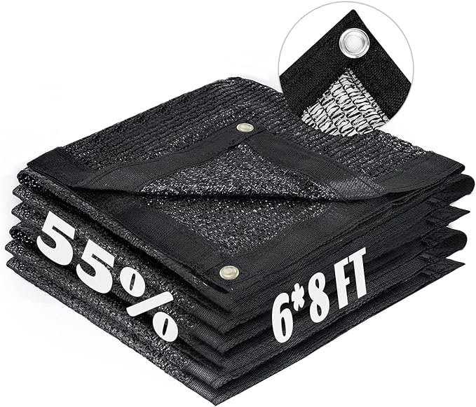 LOVE STORY 6x8FT 55% Black Shade Cloth Sun Shade Net with Grommets Sunblock Net Mesh Tarp for Garden,Plants Cover,Greenhouse and Patio