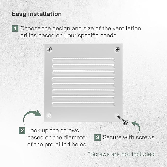 Vent Systems 4'' x 4'' Inch Pack of 2 White Air Vent Cover Metal Air Return Grill with Built in Pest Guard Screen HVAC Vent Cover for Home Improvement Vent Duct Cover 100x100 mm