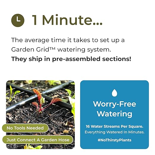 Garden Grid Watering System, 4x8 | Garden Irrigation System for Garden Beds | Pre-Assembled, Waters Every Plant, 2-Min Setup, USA-Made, Lasts 5–10x Longer Than Drip Irrigation | Standard, 44"x88"