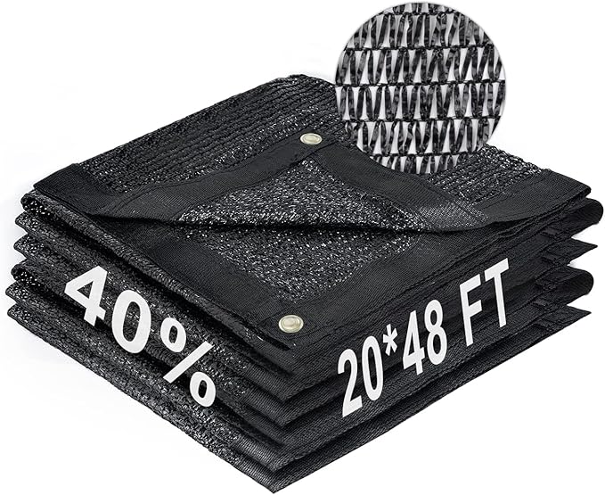 LOVE STORY 20x48FT 40% Black Shade Cloth Sun Shade Net with Grommets Sunblock Net Mesh Tarp for Garden,Plants Cover,Greenhouse and Patio
