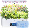 17-Pods Hydroponic Growing System with Dual Fans 24W Full-Spectrum Grow Light & Smart Control Panel for Indoor Gardening for Vegetables Herbs