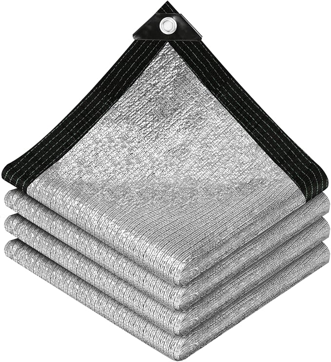 vensovo 95% Aluminum Shade Cloth - Reflective Aluminium Shade Netting Sun Shade Cover with Grommets for Cars, Dogs, Outdoor, RV, Patio (10x12FT)