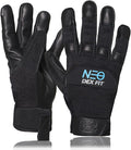 DEX FIT MG210 Lite Mechanic Work Gloves, Water-Resistant Cowhide Leather Palm, Lightweight 3D Fit, Breathable Utility Gloves for Auto Repair, DIY, Driving; Black/Black L 1 Pair