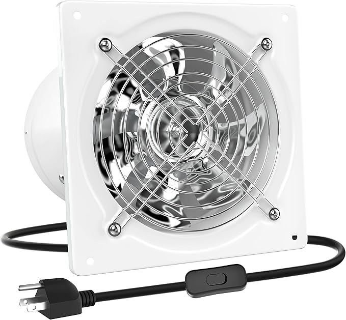 HG Power 8 Inch Exhaust Fan, Kitchen Exhaust Fan With Switch 576CFM Wall Mounted, Extractor Ventilation Fan For Attic, Greenhouse, Basement, Shed, White