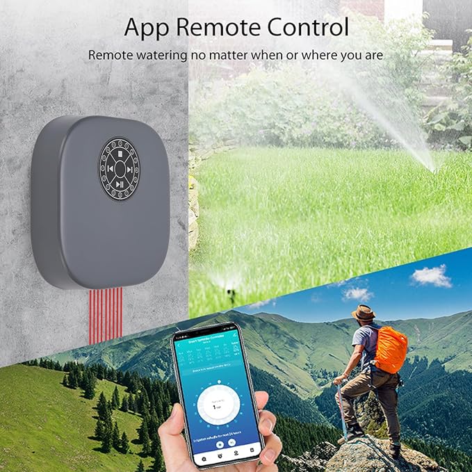 Diydeg Smart Sprinkler Controller, 16 Zone 2.4G 5GHz WiFi Irrigation Controller with Local Weather Intelligence, APP Remote Control & Rain Skip, Water Timer for Garden, Lawn, Yard (US Plug 120V)