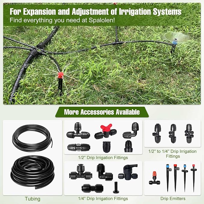 4 Pack 1/2'' to 1/4'' Drip Irrigation Fittings, Push-to-Connect 3 Way Drip Irrigation Part Barbed Tee Connectors, Anti-leak Locked Splitter Fitting for 1/2" Irrigation Tubing (0.6''-0.67''OD)