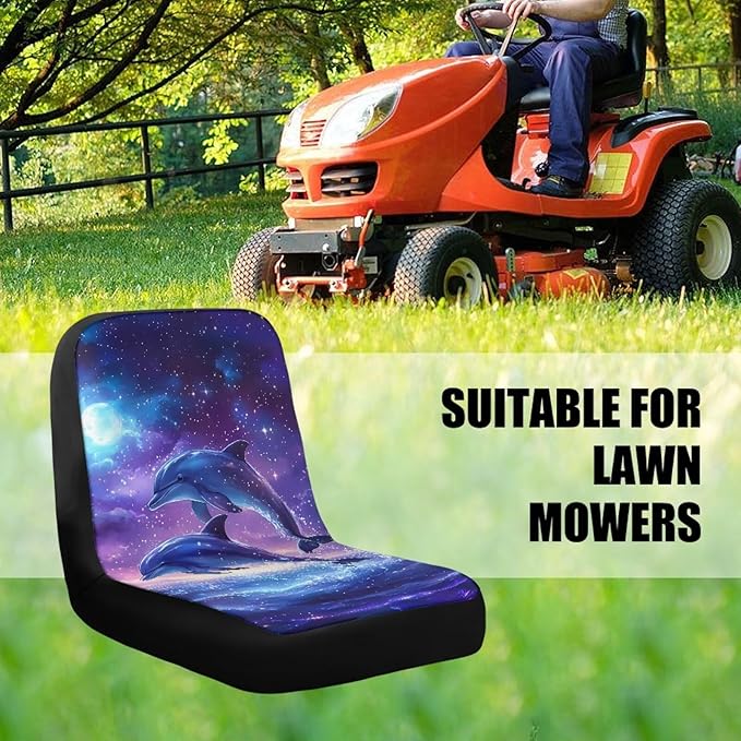 Riding Lawn Mower Seat Cover Large,Dolphin Waterproof Tractor Seat Covers Water Protective Heat-Resistance Tractors Cushion Cover Fits Most Lawnmowers