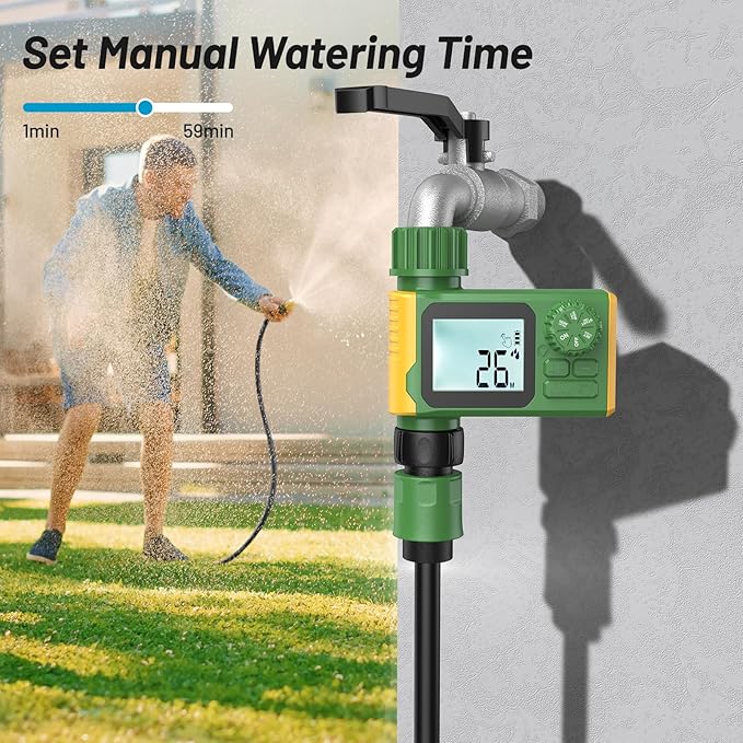Sprinkler Timer, Hoses Timer for Watering, Water Scheduling Device for Tube Programmable with Auto/Manual/Rain-Delay Watering System, Water Hoses Timers for Yard, Lawn, Pool (Green)