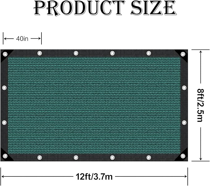 80% Garden Shade Cloth Sun Shade Fabric – UV Resistant Durable Sunblock Netting for Plants,Outdoor Patio,and Greenhouse Coverage[Green 8×12FT]