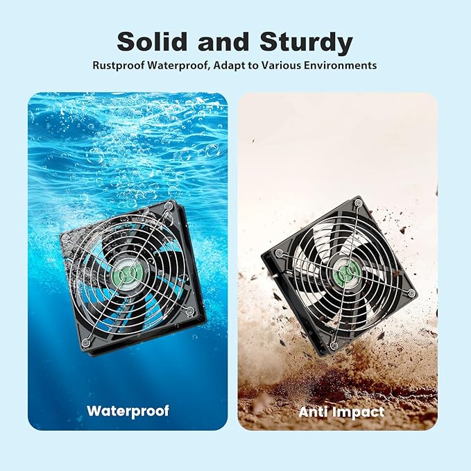Solar Chicken Coop Fan 2 Kit, 20W Solar Powered Greenhouse Fan Outdoor Waterproof, Solar Exhaust & Intake Fans, Hi-Airflow for Shed Dog House Air Circulation Ventilation Cooling