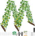 2 Pack 50"x17" Heavy Duty Metal Cucumber Trellis for Raised Bed, A Frame Garden Trellis for Climbing Plants Outdoor, Plant Trellis for Tomato Bean Pea Grape, Adjustable Vegetable Trellis Support