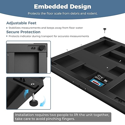 60"x60" Industrial Floor Scale with Digital Indicator, Professional Pallet Scale, Heavy Duty Weighing Scale for Wareshouse, Shipping and Industrial, 10000 lb x 1 lb, Black