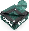 Cool Area 90% Sun Shade Cloth Mesh Tarp with Grommets for Plant Cover 6x12ft Patio Canopy Garden Pergola Greenhouse Car Barn Kennel Dark Green