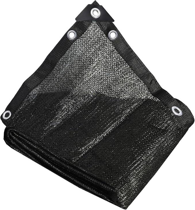 40% 10 ft X 20 ft Black Shade Cloth, Plant Cover Sun Block Screen Taped Edge with Grommets - for Outdoor Patio Tomatoes Barn Kennel Greenhouse