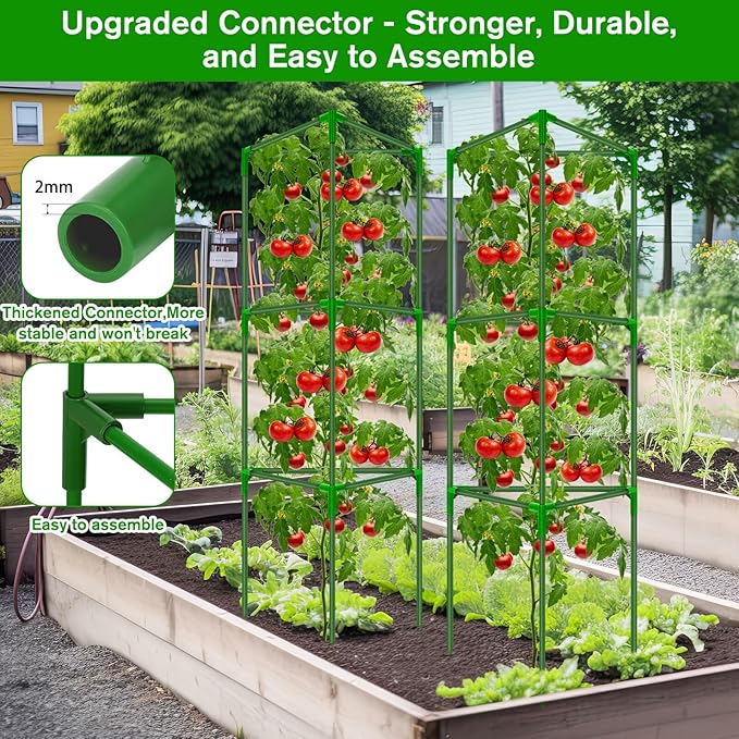 Tomato Cages for Garden, 4 Pack Tomato Cage Trellis, Garden Cage Heavy Duty Tomato Stake Support, Garden Stakes Plant Cage for Pots Plants Vegetables