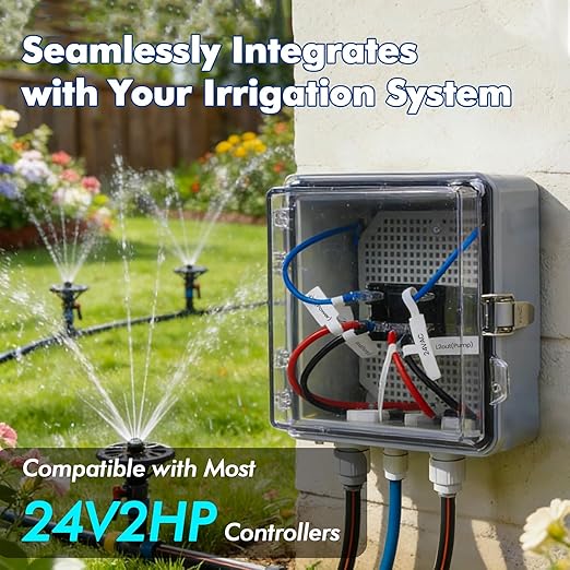 Irrigation Pump Start Relay, 24V AC, 25A, for 1-2 HP at 120V/240V, Waterproof IP65 Enclosure