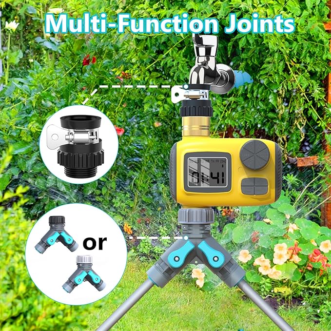 Automatic Drip Irrigation Kit with Water Timer, 100ft Garden Watering System with Y-Diverter, Fast-Plug Misting & Drip Irrigation System for Patio, Lawn, Flower Bed, Greenhouse & Yard Care