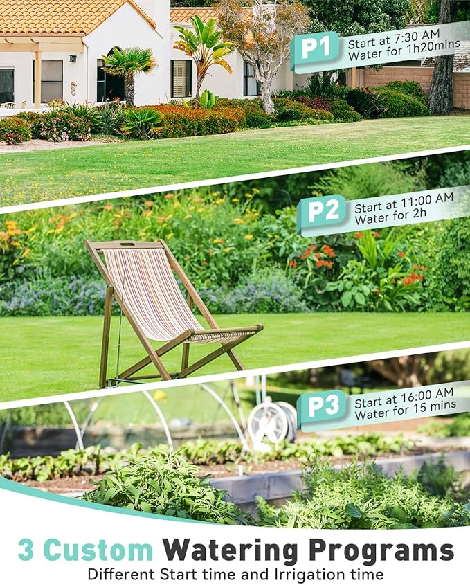 RAINPOINT Sprinkler Timer with 3 Individual Programs, Brass Inlet Water Timer for Garden Hose, Sprinkler Controller, Automatic/Manual Irrigation System for Lawn & Yard Watering, 1 Outlet