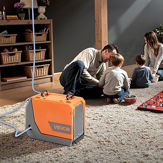VEVOR 180 Pints Commercial Dehumidifier with Pump/Drain Hoses, Portable Crawl Space Dehumidifiers for Basement Storage Room Industrial Grade, Auto Defrost, Heavy-duty LLDPE,Foldable Handle