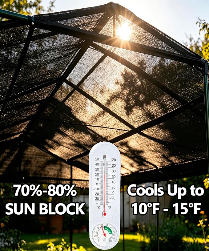E.share 70% Black Sun Shade Cloth 20FT x 30FT, Outdoor Shade Netting with Grommets, UV Sunblock Fabric for Garden, Greenhouse, Pergola, Patio, Porch & Chicken Coop