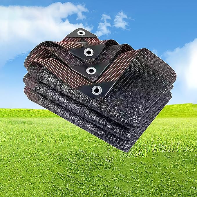 4x8M Sun Shade Cloth Mesh Tarp with Grommets, Black Shade Fabric for Garden, Patio, Greenhouse, Car Cover, Plant Protection
