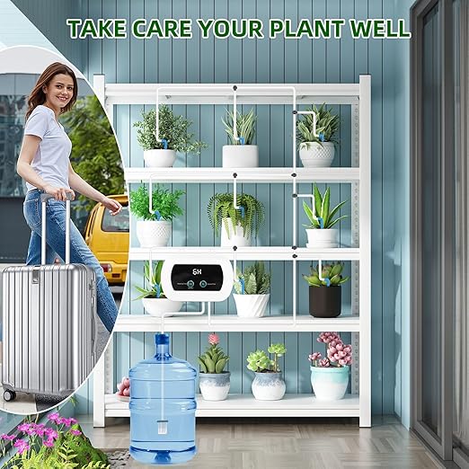 Smart WiFi Watering System BT APP Control Automatic Plant Waterer for 10 Potted Plants 400ml min IP65 Rated Timing Adjustment Programmable Drip Irrigation Kit with LED Display
