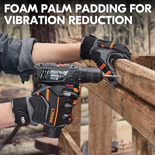 Vgo... Safety Work Gloves - Mechanics, Impact & Rigger Gloves - Anti-Vibration, Heavy Duty (XL, Blue, SL9792IP)