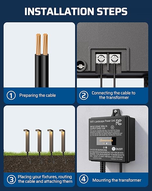 DEWENWILS 60W WiFi Low Voltage Transformer, 120V AC to 12V DC, Smart Outdoor Low Voltage Landscape Transformer with Timer, Work with Alexa & Google Home, Weatherproof for Landscape Lights