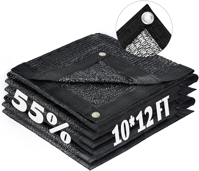 LOVE STORY 10x12FT 55% Black Shade Cloth Sun Shade Net with Grommets Sunblock Net Mesh Tarp for Garden,Plants Cover,Greenhouse and Patio