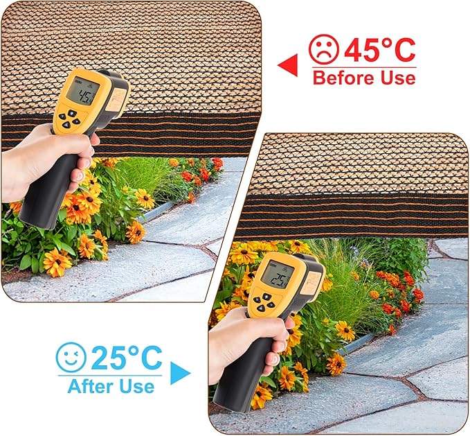 Sun Shade Cloth for Outdoor Patio, Pergola Shade Cover with Grommets Deck Canopy Privacy Screen Balcony, 90% UV Mesh Tarp Sun Screens for Patio, Garden, Outdoor, Backyard - Mocha - 8x10 FT