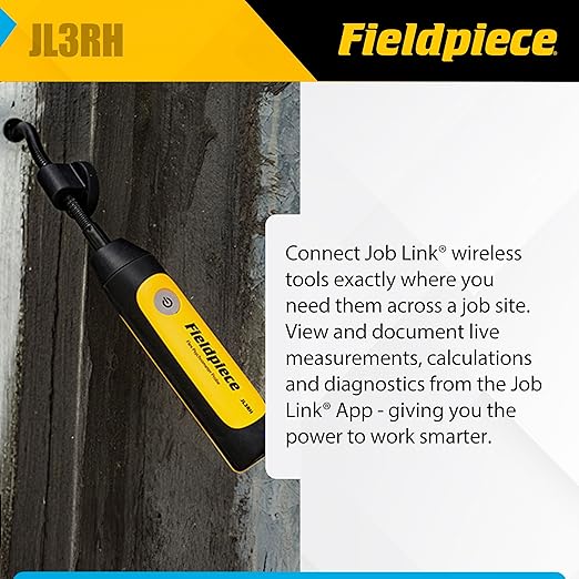Fieldpiece JL3RH Job Link System Flex HVACR Wireless Psychrometer Probe – 1000 ft Bluetooth Range with Flexible Wand - Supply/Return Switch - Water-Resistant - HVAC Diagnostic Tool