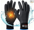 KAYGO Winter Waterproof Work Gloves for Men and Women, 3 Pairs Thermal Insulated Freezer Rubber Coated Gloves,Super Grip,KG160 (M, Black)