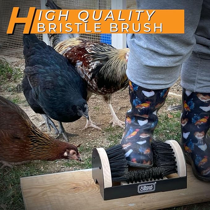 Heavy Duty Boot Brush Cleaner Outdoor Floor Mount or Portable Commercial Boot Scraper/Scrubber with Hardware, Wood