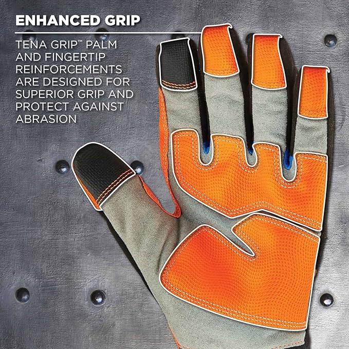 Waterproof Work Gloves, High Visibility, Thermal Insulated, Touchscreen, Enhanced Grip, Ergodyne ProFlex 818WP, Orange