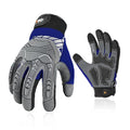 Vgo... 1-Pair Heavy Duty Synthetic Leather Work Gloves, Impact Protection Mechanic Gloves, Rigger Gloves, Vibration Reduction, Touchscreen Capable (Size L, Blue, SL8849)