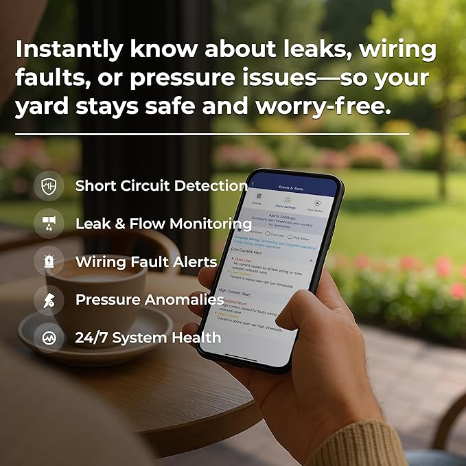 Smart Sprinkler Controller, 6 Zones Wi-Fi Irrigation System, Hyper-Local Weather Intelligence, Automatic Rain Skip, Compatible with Alexa