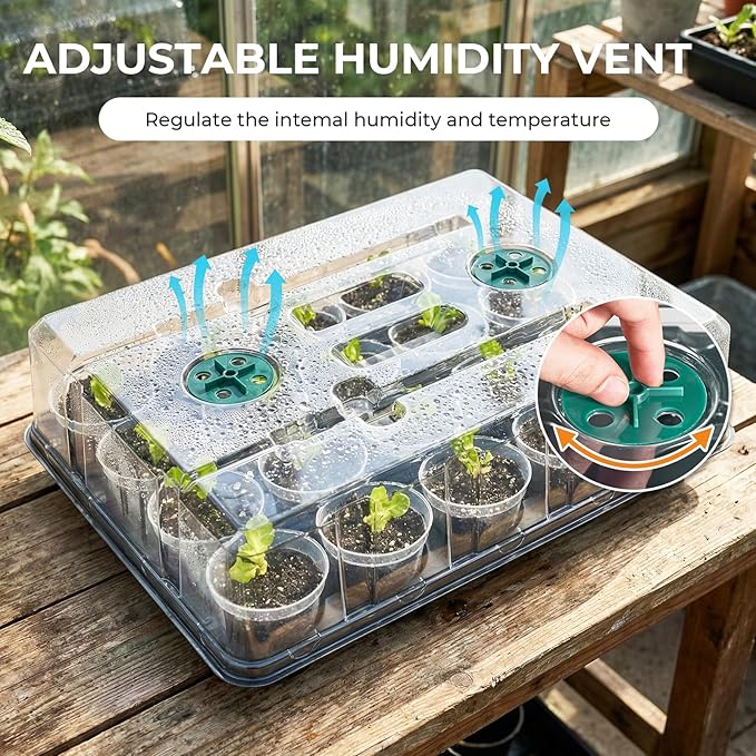homenote 3 Inch Seed Starter Trays 2 Pack with Humidity Dome, 20-Cell Seedling Starter Trays,Plant Starter Germination Trays for Pot Seedlings for Indoor Outdoor with 40 Pcs 3" Nursery Pots