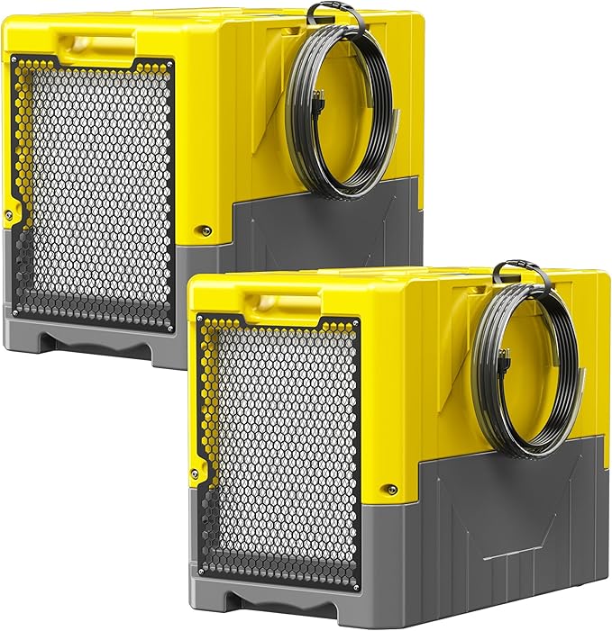 190Pints Commercial Dehumidifier for Basements with Pump Drain Hose, LGR Dehumidifiers with Wheels, Crawl Space Dehumidifier for Basement, Warehouse and Garages Up to 6000Sq, Yellow-2026 Upgraded-2PC