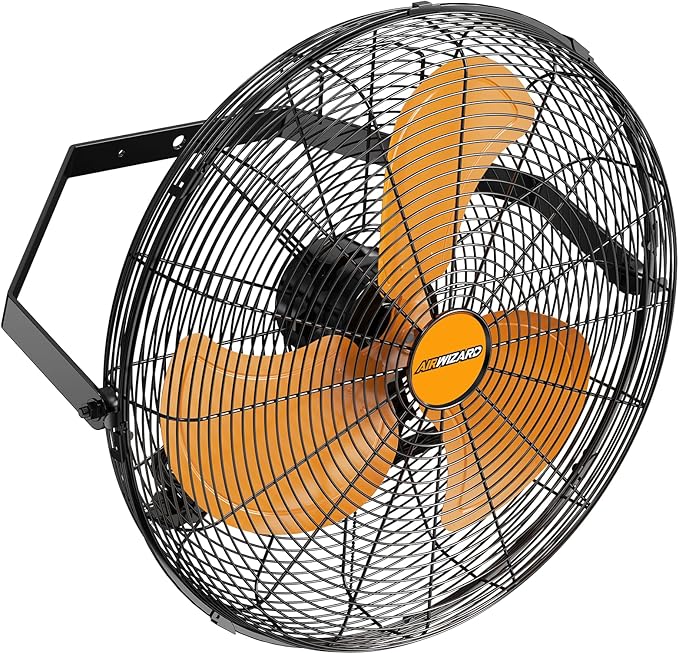 20" Industrial Wall Mount Fan, 4850 CFM High Velocity [Garage, Workshop, Gym] Sealed Motor, 3 Speed Metal Fan, 180° Tilt, Commercial Grade - UL Listed