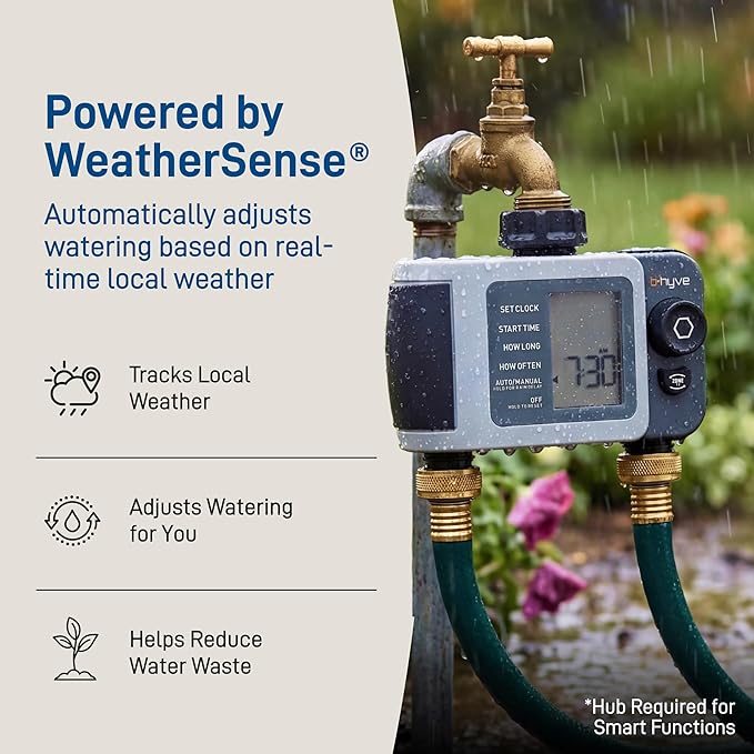 Orbit B-hyve XD 2-Port Smart Hose Watering Timer - Features Dual Outlet Irrigation Control - App Controlled Watering Timer with Bluetooth - Weatherproof Battery Powered - 24632