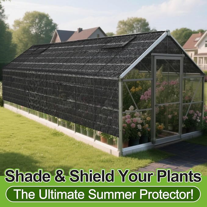 Bigmeta Cuttable Shade Cloth for Garden - 10x30FT 50% UV-Resistant Mesh Tarp with Rope, Black Sun Cover Net for Patio Greenhouse Raised Beds Plants