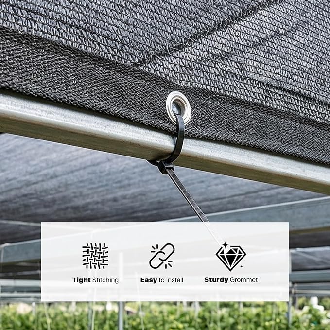 ColourTree 70% Shade Fabric 8FT x 12FT Black Sun Shade Cloth, Privacy Screen with Reinforced Grommets for Outdoor Garden Pergola Patio Porch Carport, Shade for Plant Chicken Coop Kennel Animal Stall