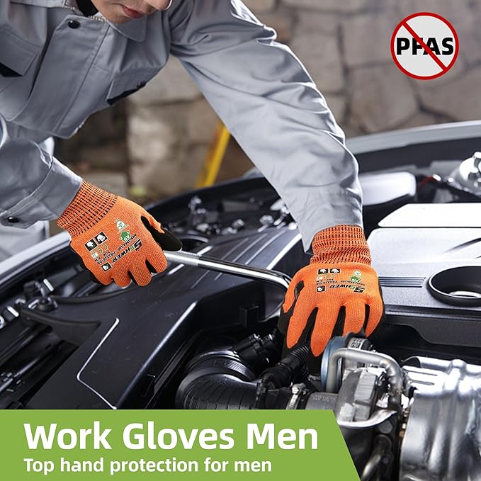 Schwer ProGuard Highest Level Cut Resistant Work Gloves PR3326 for Extreme Protection，ANSI A9 Cut Gloves with Reinforced Thumb, Non Slip, Breathable, Durable, Touch-screen, Orange 1 Pair XL