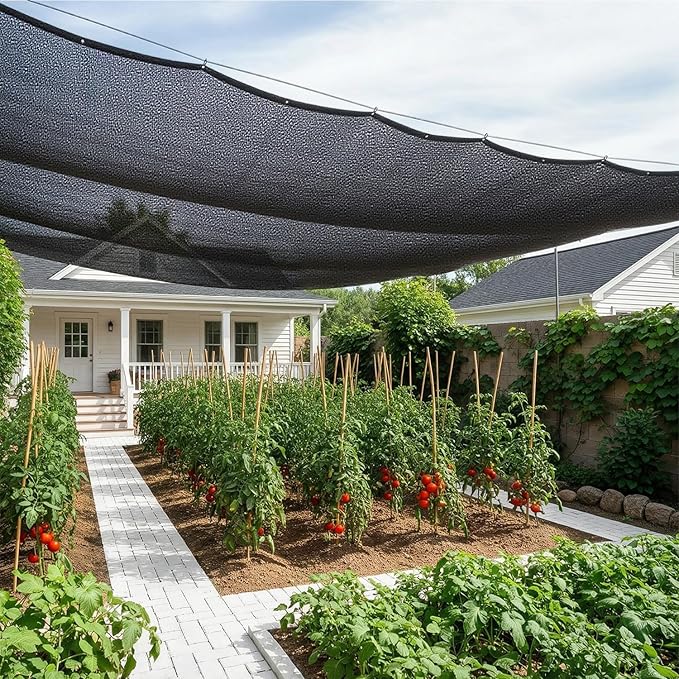 SUNNY GUARD 65-75% Sun Shade Cloth, 6.5 x 20 FT Black HDPE Mesh – Breathable Garden Shade Cover for Plants, Vegetables, Greenhouse, Patio, Chicken Coop & Dog Kennel