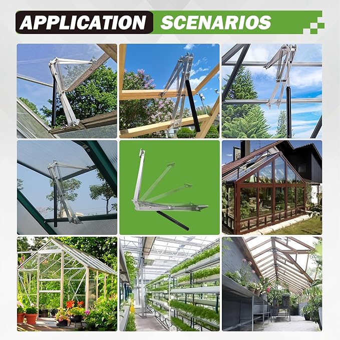 Greenhouse Window Opener Solar Heat Sensitive Dual Spring Powered Roof Vent Kit Automatic Greenhouse Accessories Tool Load Capacity of 15 lbs (Silver Double Spring2PCS)