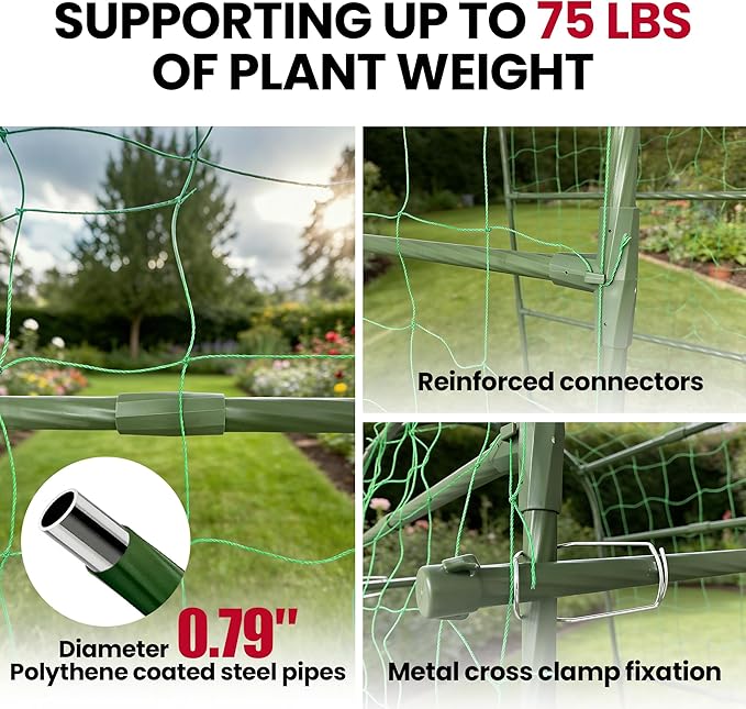 Garden Arch Trellis for Climbing Plants Outdoor, 7 Ft Tall Cucumber Trellis for Raised Bed, Metal Archway Arbor Trellis Support for Vegetables Beans Squash Peas Grape Vines Flowers